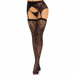 Comprar LEG AVENUE - MEDIAS ENCAJE & LIGUERO NEGRO al mejor precio - Envíos Discretos