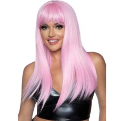 Comprar LEG AVENUE - PELUCA LARGA LISA CON FLEQUILLO ROSA al mejor precio - Envíos Discretos