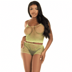 Comprar LEG AVENUE - SET CAMISETA & PANTALON REJILLA LIMA al mejor precio - Envíos Discretos