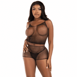 Comprar LEG AVENUE - SET CAMISETA & PANTALON REJILLA NEGRO al mejor precio - Envíos Discretos