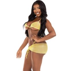 Comprar LEG AVENUE - SET TRES PIEZAS DIAMANTES AMARILLO S/M al mejor precio - Envíos Discretos
