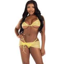 Comprar LEG AVENUE - SET TRES PIEZAS DIAMANTES AMARILLO S/M al mejor precio - Envíos Discretos