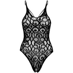Comprar LEG AVENUE - TEDDY DE ENCAJES Y TIRANTAS EN LA ESPALDA - NEGRO al mejor precio - Envíos Discretos