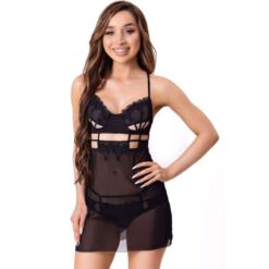 Comprar LIVCO CORSETTI FASHION - MAIA 20247 BABYDOLL + TANGA NEGRO S/M al mejor precio - Envíos Discretos