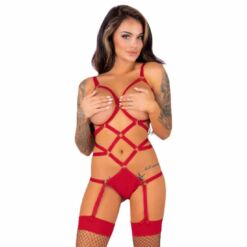 Comprar LIVCO CORSETTI FASHION - THIARA LC 20213 SET BODY + MEDIAS ROJA L/XL al mejor precio - Envíos Discretos
