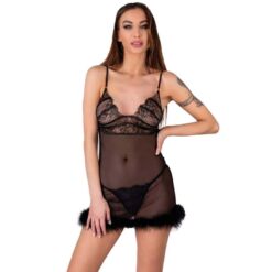 Comprar LIVCO CORSETTI FASHION - ZERUNAM SET BABYDOLL + TANGA NEGRO S/M al mejor precio - Envíos Discretos