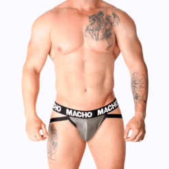 Comprar MACHO - MX27GR JOCK CUERO GRIS BEIGE L al mejor precio - Envíos Discretos