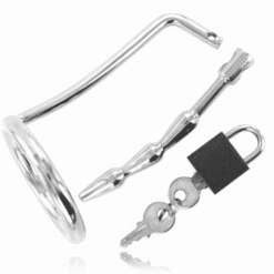 Comprar METAL HARD - ANILLO TESTÍCULOS CON PLUG URETRA CASTIDAD al mejor precio - Envíos Discretos