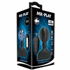 Comprar MR PLAY - PLUG ANAL HINCHABLE NEGRO CONTROL REMOTO al mejor precio - Envíos Discretos