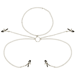 Comprar OHMAMA FETISH - 4 PINZAS PEZONES CON COLLAR DE CADENAS al mejor precio - Envíos Discretos