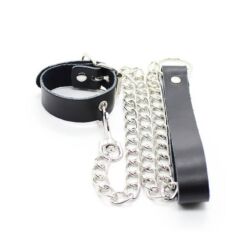 Comprar OHMAMA FETISH - COLLAR PARA PENE Y CORREA PIEL CON CADENA METALICA al mejor precio - Envíos Discretos