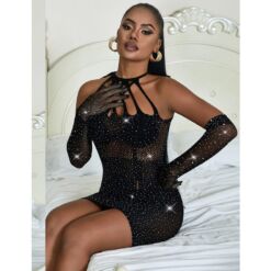 Comprar SUBBLIME - 952235 VESTIDO DE REJILLA CON BRILLANTES NEGRO TALLA ÚNICA al mejor precio - Envíos Discretos