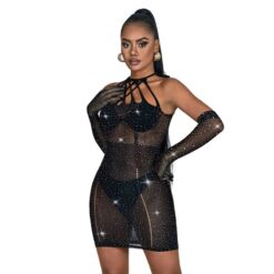 Comprar SUBBLIME - 952235 VESTIDO DE REJILLA CON BRILLANTES NEGRO TALLA ÚNICA al mejor precio - Envíos Discretos
