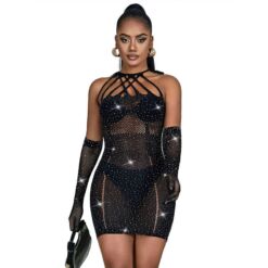 Comprar SUBBLIME - 952235 VESTIDO DE REJILLA CON BRILLANTES NEGRO TALLA ÚNICA al mejor precio - Envíos Discretos