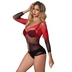 Comprar SUBBLIME - 952259 VESTIDO DE REJILLA ELÁSTICO MANGA LARGA DEGRADADO ROJO Y NEGRO TALLA ÚNICA al mejor precio - Envíos Discretos