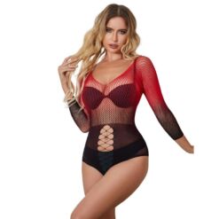 Comprar SUBBLIME - 952259 VESTIDO DE REJILLA ELÁSTICO MANGA LARGA DEGRADADO ROJO Y NEGRO TALLA ÚNICA al mejor precio - Envíos Discretos