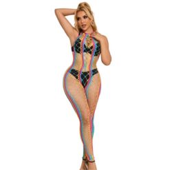 Comprar SUBBLIME - 952358 VESTIDO DE REJILLA CUELLO HALTER ARCOIRIS TALLA ÚNICA al mejor precio - Envíos Discretos