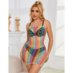 Comprar SUBBLIME - 952365 VESTIDO DE REJILLA HOMBROS DESCUBIERTOS ARCOIRIS TALLA ÚNICA al mejor precio - Envíos Discretos