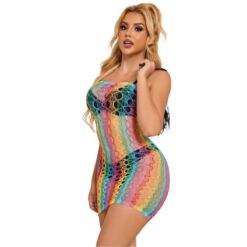Comprar SUBBLIME - 952365 VESTIDO DE REJILLA HOMBROS DESCUBIERTOS ARCOIRIS TALLA ÚNICA al mejor precio - Envíos Discretos