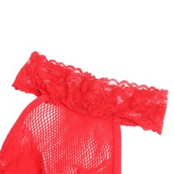 Comprar SUBBLIME - 952372 BODYSTOCKING CROTCHLESS DE REJILLA Y ENCAJE CON CUELLO ALTO ROJO TALLA ÚNICA al mejor precio - Envíos Discretos