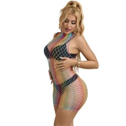 Comprar SUBBLIME - 952433 VESTIDO DE REJILLA SIN MANGAS CON CUELLO ALTO ARCOIRIS TALLA ÚNICA al mejor precio - Envíos Discretos