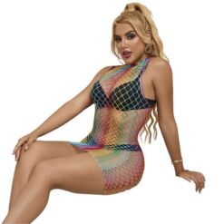 Comprar SUBBLIME - 952433 VESTIDO DE REJILLA SIN MANGAS CON CUELLO ALTO ARCOIRIS TALLA ÚNICA al mejor precio - Envíos Discretos
