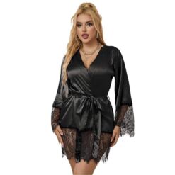 Comprar SUBBLIME - 953799  ELEGANTE CAMISON DE ENCAJE + TANGA NEGRO S/M al mejor precio - Envíos Discretos