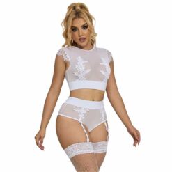 Comprar SUBBLIME - 954031 SUJETADOR + PANTIES CON LIGUERO BLANCO S/M al mejor precio - Envíos Discretos