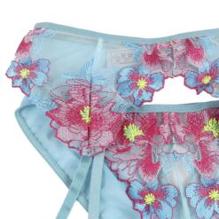 Comprar SUBBLIME - 954109 SUJETADOR + PANTIES CON LIGUERO DISEÑO FLORAL AZUL S/M al mejor precio - Envíos Discretos