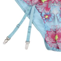 Comprar SUBBLIME - 954109 SUJETADOR + PANTIES CON LIGUERO DISEÑO FLORAL AZUL S/M al mejor precio - Envíos Discretos