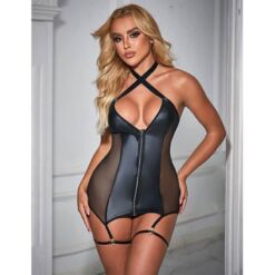Comprar SUBBLIME - 954444 VESTIDO SEXY DE REJILLA CUERO NEGRO S/M al mejor precio - Envíos Discretos