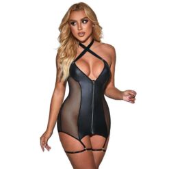 Comprar SUBBLIME - 954444 VESTIDO SEXY DE REJILLA CUERO NEGRO S/M al mejor precio - Envíos Discretos