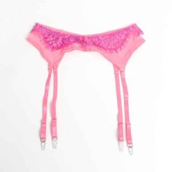Comprar SUBBLIME - 955359 SET SUJETADOR CON ENCAJE Y LIGUEROS ROSA Y MORADO S/M al mejor precio - Envíos Discretos