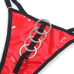 Comprar SUBBLIME - 955533 CONJUNTO SUJETADOR CON CREMALLERA DE MALLA DE CHAROL ROJO S/M al mejor precio - Envíos Discretos