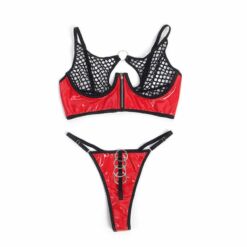 Comprar SUBBLIME - 955540 CONJUNTO SUJETADOR CON CREMALLERA DE MALLA DE CHAROL ROJO L/XL al mejor precio - Envíos Discretos
