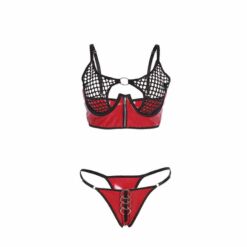 Comprar SUBBLIME - 955540 CONJUNTO SUJETADOR CON CREMALLERA DE MALLA DE CHAROL ROJO L/XL al mejor precio - Envíos Discretos