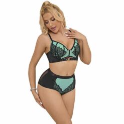 Comprar SUBBLIME - 955564 CONJUNTO SUJETADOR CON CREMALLERA DE MALLA DE CHAROL VERDE L/XL al mejor precio - Envíos Discretos
