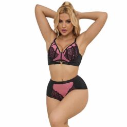 Comprar SUBBLIME - 955588 CONJUNTO SUJETADOR CON CREMALLERA DE MALLA DE CHAROL ROSA L/XL al mejor precio - Envíos Discretos
