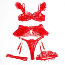 Comprar SUBBLIME - 957506 CONJUNTO SUJETADOR Y LIGA DE ENCAJE ROJO S/M al mejor precio - Envíos Discretos