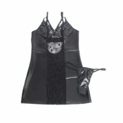 Comprar SUBBLIME - 957520 VESTIDO DE CUERO CON ENCAJE FLORAL NEGRO S/M al mejor precio - Envíos Discretos