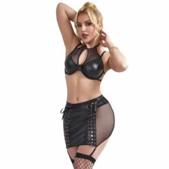 Comprar SUBBLIME - 957599 CONJUNTO SUJETADOR Y FALDA DE CUERO NEGRO L/XL al mejor precio - Envíos Discretos