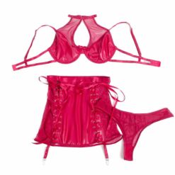 Comprar SUBBLIME - 957612 CONJUNTO SUJETADOR Y FALDA DE CUERO ROJO L/XL al mejor precio - Envíos Discretos