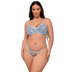 Comprar SUBBLIME - 957636 CONJUNTO SUJETADOR Y PANTIES CON BORDADOS DE FLORES CELESTE L/XL al mejor precio - Envíos Discretos