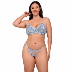 Comprar SUBBLIME - 957636 CONJUNTO SUJETADOR Y PANTIES CON BORDADOS DE FLORES CELESTE L/XL al mejor precio - Envíos Discretos