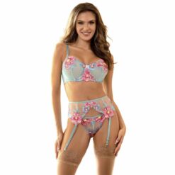 Comprar SUBBLIME - 957643 CONJUNTO SUJETADOR Y LIGUERO CON BORDADOS DE FLORES ROSAS S/M al mejor precio - Envíos Discretos
