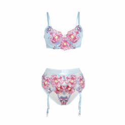 Comprar SUBBLIME - 957643 CONJUNTO SUJETADOR Y LIGUERO CON BORDADOS DE FLORES ROSAS S/M al mejor precio - Envíos Discretos