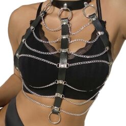 Comprar SUBBLIME - ARNÉS DE PECHO CADENAS CUERO NEGRO TALLA ÚNICA al mejor precio - Envíos Discretos
