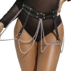 Comprar SUBBLIME - CINTURON DE CADENAS ANILLAS CUERO NEGRO TALLA ÚNICA al mejor precio - Envíos Discretos