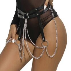 Comprar SUBBLIME - CINTURON DE CADENAS ANILLAS CUERO NEGRO TALLA ÚNICA al mejor precio - Envíos Discretos