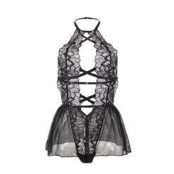 Comprar SUBBLIME - TEDDY CUELLO HALTER ESPALDA DESCUBIERTA ENCAJE NEGRO L/XL al mejor precio - Envíos Discretos